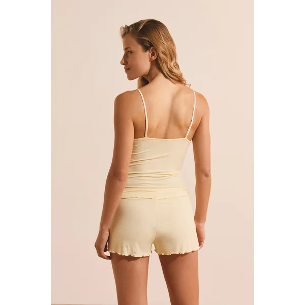 Ensemble de pyjama 2 pièces côtelé avec détails en dentelle