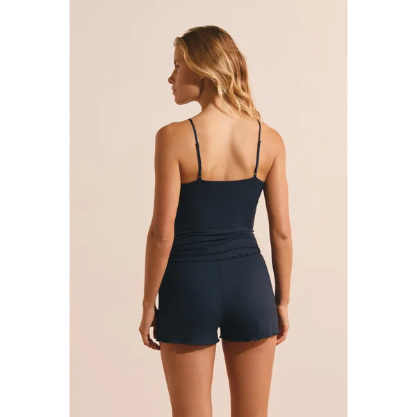 Ensemble de pyjama 2 pièces côtelé avec détails en dentelle