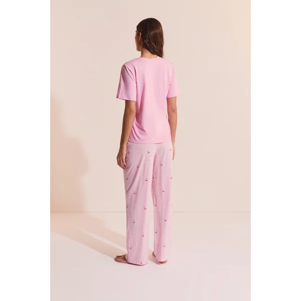Ensemble de pyjama 2 pièces vichy à motif cerise
