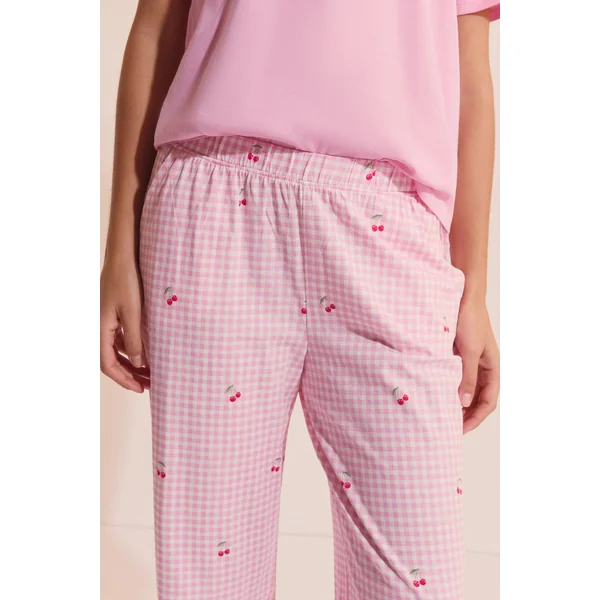 Ensemble de pyjama 2 pièces vichy à motif cerise
