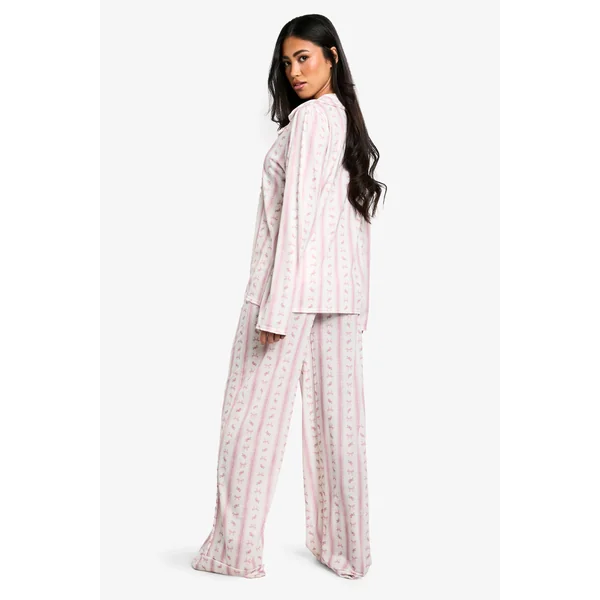 Ensemble De Pyjama Chemise À Manches Longues Et Pantalon Imprimé Nœuds