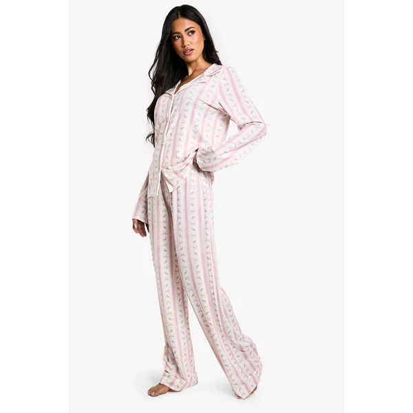 Ensemble De Pyjama Chemise À Manches Longues Et Pantalon Imprimé Nœuds