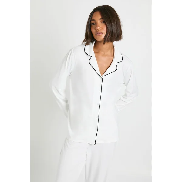 Ensemble De Pyjama Tall Chemise À Manches Longues Et Pantalon En Jersey Avec Détails Passepoilés