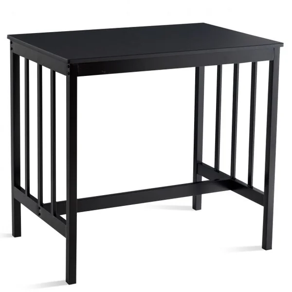 Ensemble de Salle à Manger 1 Table et 2 Tabourets en Mdf Fer Pvc Table 90x60x83cm Tabouret 44,5x34x52,5cm Noir