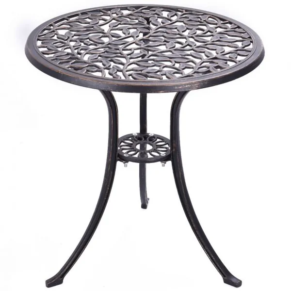 Ensemble de Salon de Jardin 1 Table et 2 Chaises d’Extérieur en Aluminium Design Vintage Résistant aux Intempéries