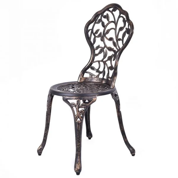 Ensemble de Salon de Jardin 1 Table et 2 Chaises d’Extérieur en Aluminium Design Vintage Résistant aux Intempéries