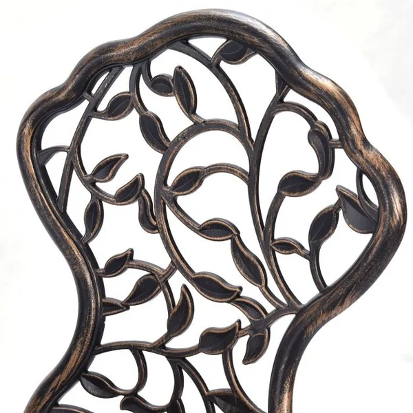 Ensemble de Salon de Jardin 1 Table et 2 Chaises d’Extérieur en Aluminium Design Vintage Résistant aux Intempéries
