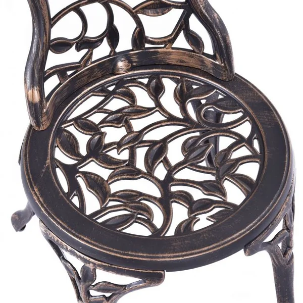 Ensemble de Salon de Jardin 1 Table et 2 Chaises d’Extérieur en Aluminium Design Vintage Résistant aux Intempéries