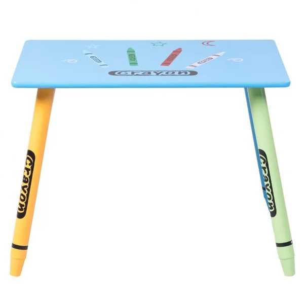 Ensemble de table et 2 chaises pour enfants en Bois de pin et MDF, en forme de crayon pastel, coins arrondis, multicolore