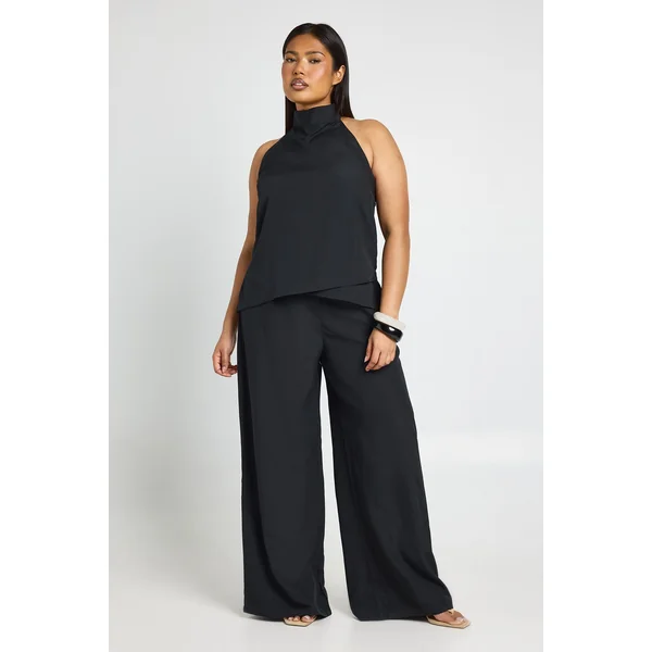Ensemble Grande Taille Top Dos Nu Et Pantalon Large En Crêpe