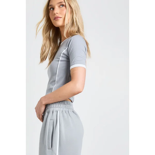 Ensemble Petite T-shirt À Détails Passepoilés Et Jogging Jambe Droite