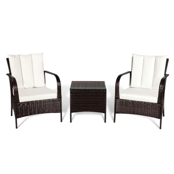 Ensemble Salon de Jardin en Resine Tressee avec 2 Fauteuils et 1 Table Convient pour Balcon Terrasse et Jardin
