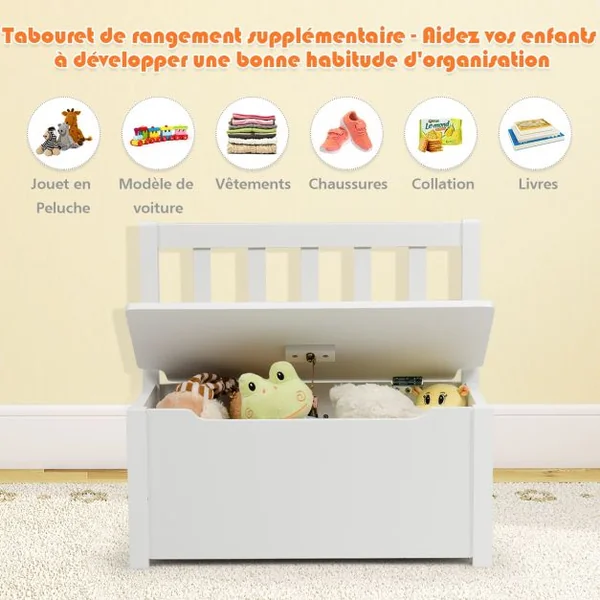 Ensemble Table 2 Chaises 1 Banc de Rangement en Bois pour Enfants 3 - 7 Ans