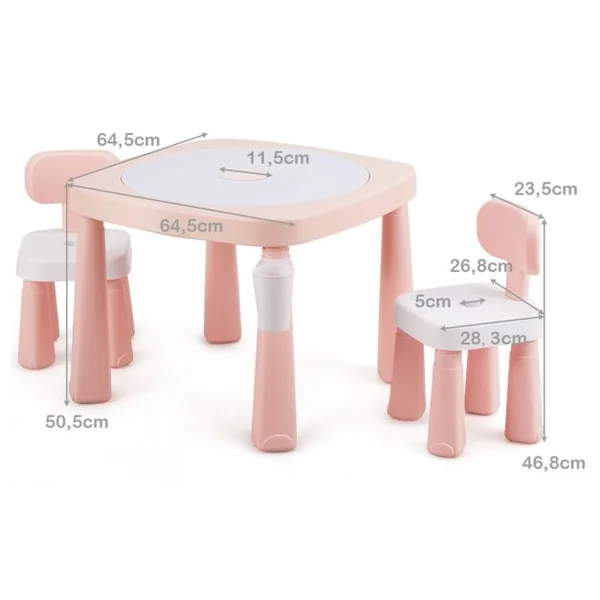 Ensemble Table et 2 Chaises Multi-usage 5 en 1 pour Enfant de 3-8 Ans Technologie Ar Blocs de Construction en Pp Rose