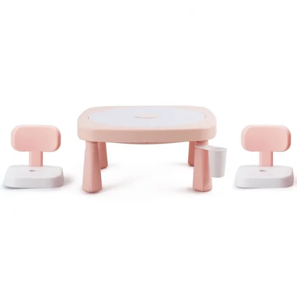 Ensemble Table et 2 Chaises Multi-usage 5 en 1 pour Enfant de 3-8 Ans Technologie Ar Blocs de Construction en Pp Rose