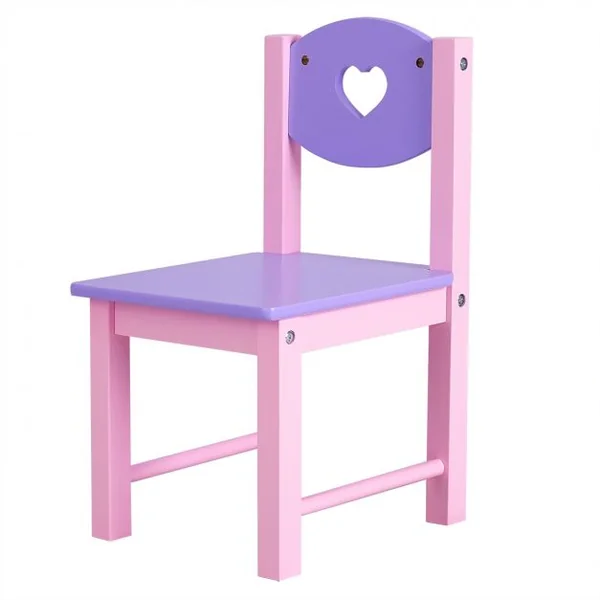 Ensemble Table et 2 Chaises pour Enfants Table avec Rouleau de Papier à Dessin en Bois 80x48x48cm Rose+Violet