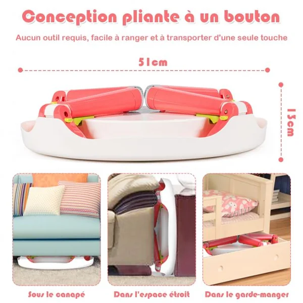 Ensemble Table et 2 Tabourets pour Enfants Multi-Usage Capacité 100 kg en ABS Table 51x30-43cm Tabouret 25x22cm Rose