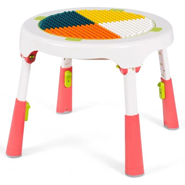 Ensemble Table et 2 Tabourets pour Enfants Multi-Usage Capacité 100 kg en ABS Table 51x30-43cm Tabouret 25x22cm Rose