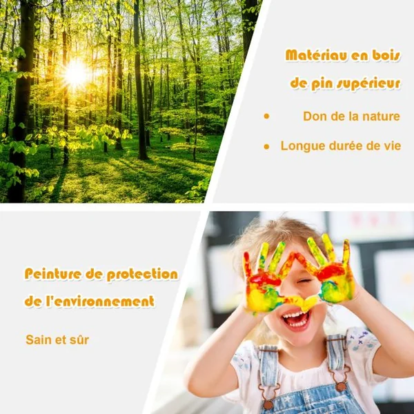 Ensemble Table et 4 Chaises pour Enfants Table Blanche et Chaises de 4 Couleurs Différentes en Bois de Pin Mdf