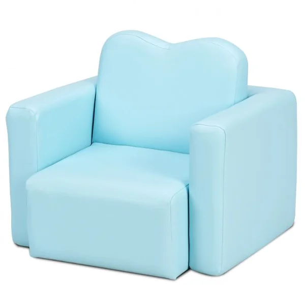 Ensemble table et chaise pour enfant en bois léger et mousse PVC Chaise et Table Transformables, Capacité 50 kg, Bleu