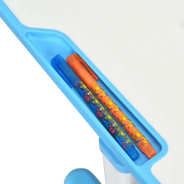 Ensemble table et chaise pour enfant Réglable en Hauteur avec Tiroir Inclinable, en MDF+PP, Facile à Nettoyer, Bleu