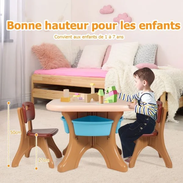 Ensemble Table et Chaises pour Enfant Inclus 1 Table et 2 Chaises Matériau Ecologique