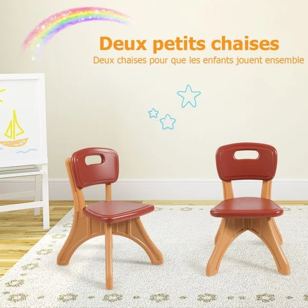 Ensemble Table et Chaises pour Enfant Inclus 1 Table et 2 Chaises Matériau Ecologique