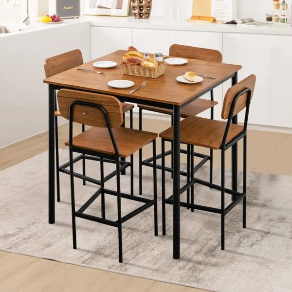 Ensemble Table et Chaises Salle à manger pour 4 Personnes Cadre en Métal 4 Chaises de Style industrielle