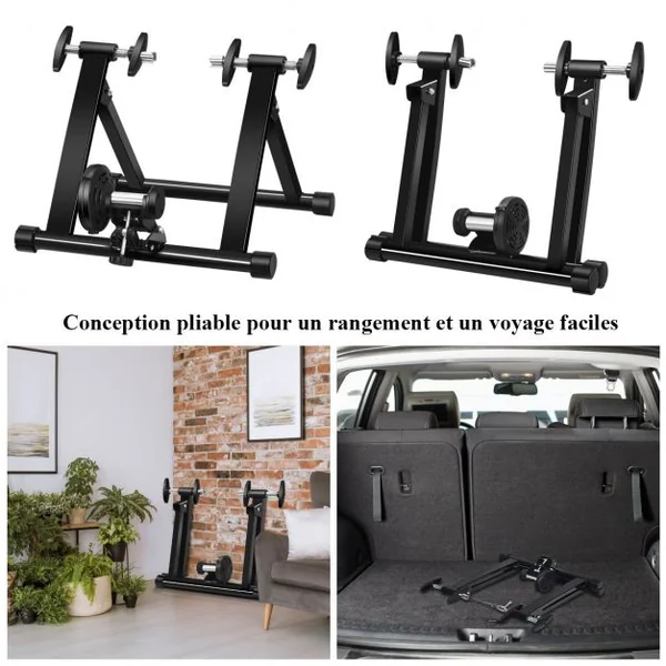 Entraîneur de Vélo pour Roue 26-28’’ en Acier Charger Max 100KG en Aicer de Haute Qualité à l'Intérieur Noir