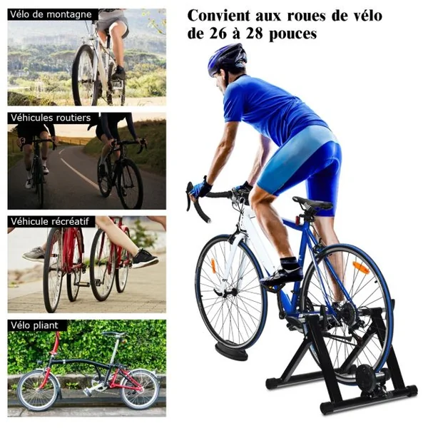 Entraîneur de Vélo pour Roue 26-28’’ en Acier Charger Max 100KG en Aicer de Haute Qualité à l'Intérieur Noir