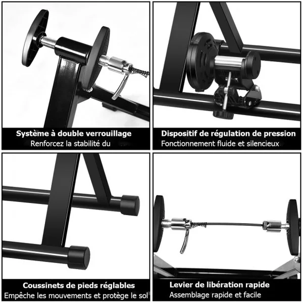 Entraîneur de Vélo pour Roue 26-28’’ en Acier Charger Max 100KG en Aicer de Haute Qualité à l'Intérieur Noir