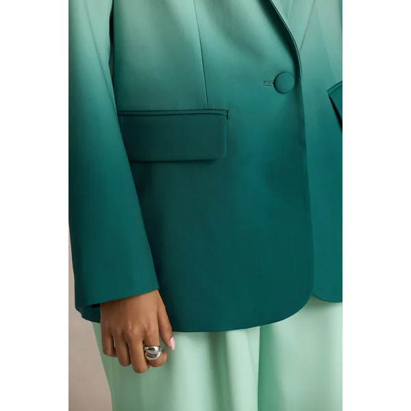 Enya | Blazer satiné ombré émeraude à col plongeant
