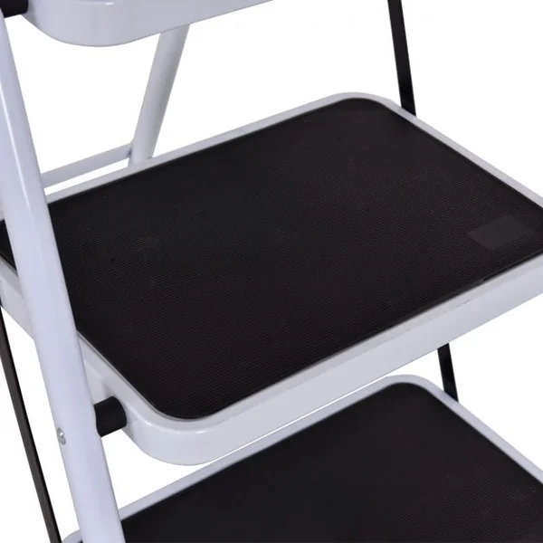 Escabeau 4 grandes marches antidérapantes Echelle avec mains courantes, Pliable, Capacité 150 kg, 51 x 84 x 154 cm