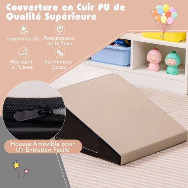 Escalier et Toboggan pour Nourrissons et Tout-Petits Ensemble de Jeux Doux pour Enfants Blocs en Mousse Douce Jaune/Gris/Violet
