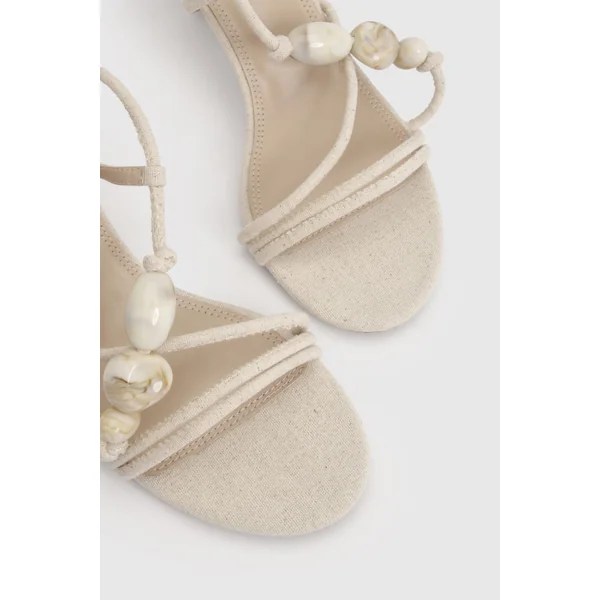 Escarpins Stiletto À Brides Asymétriques En Lin Avec Détails De Perles