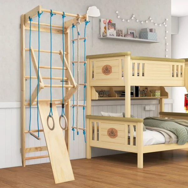 Espalier Echelle de Gymnastique Multifonctionnelle pour Adulte et Enfant Capacité 100 kg en Pin MDF Métal 80x60x220cm