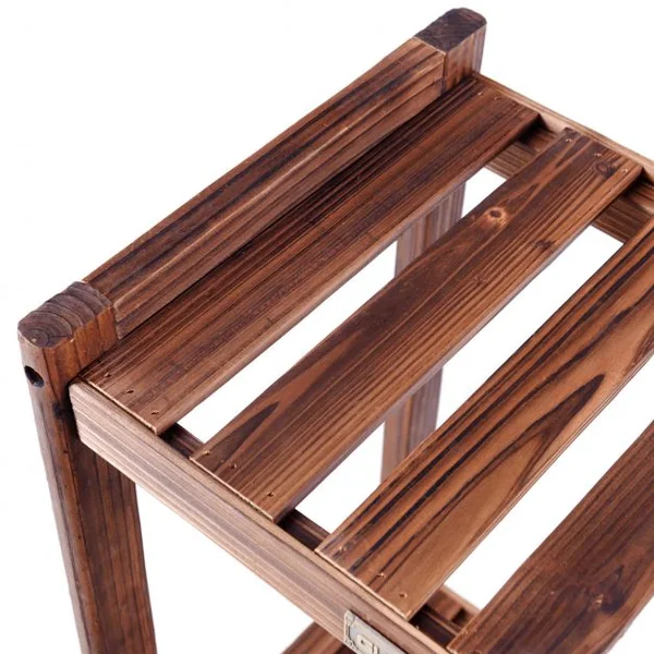 Etagère Colonne en Bois Etagère de Rangement 3 Niveaux, pour Cuisine Salon Chambre Jardin, 34x25x88cm, Couleur naturel
