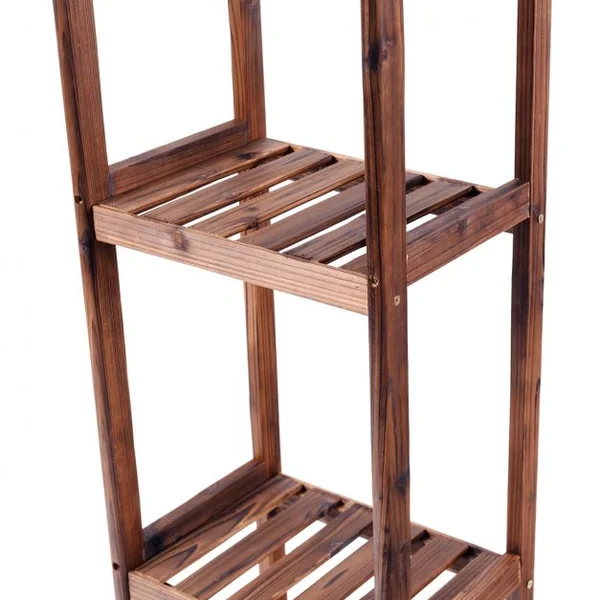 Etagère Colonne en Bois Etagère de Rangement 4 Niveaux, pour Cuisine Salon Chambre Jardin, 34x25x127cm, Couleur naturel