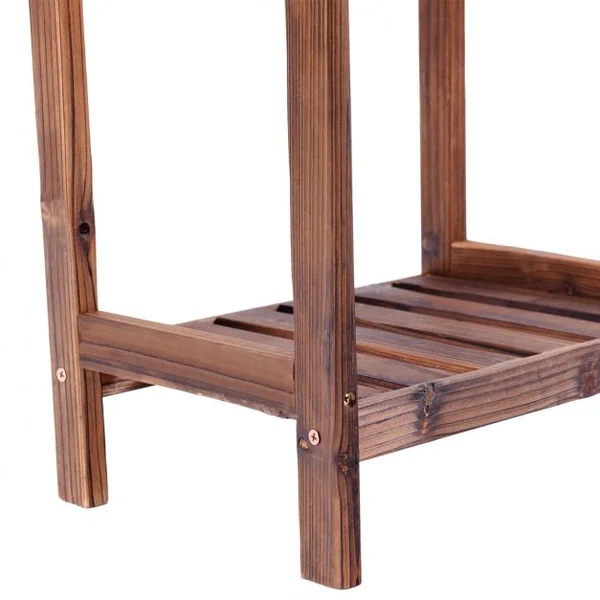 Etagère Colonne en Bois Etagère de Rangement 4 Niveaux, pour Cuisine Salon Chambre Jardin, 34x25x127cm, Couleur naturel
