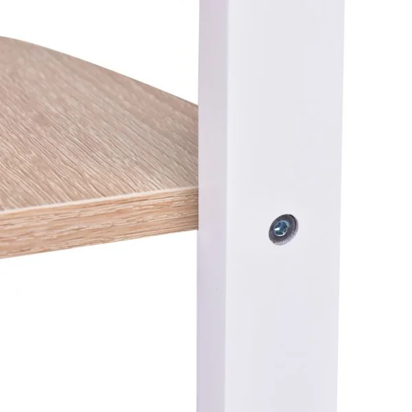 Etagère d'angle Meuble d'angle à 3 niveaux Bibliothèque Support de plantes en MDF, 32x32x103cm, Blanc-naturel