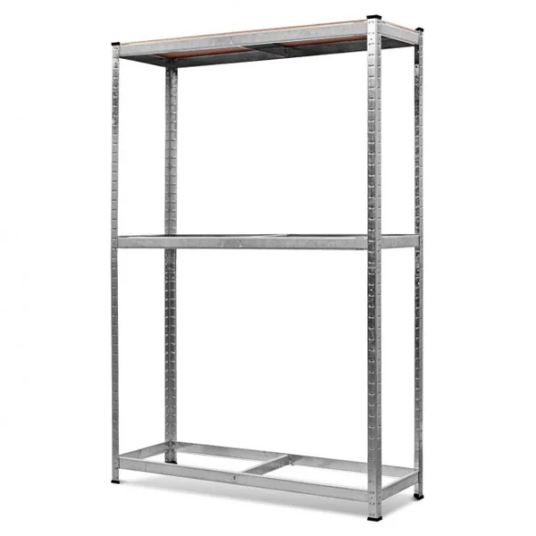 Etagère de Rangement à 3 Niveaux Stockage pour Pneus Rayonnage pour 8 Pneus en Acier et MDF, 120x40x180cm, Argenté