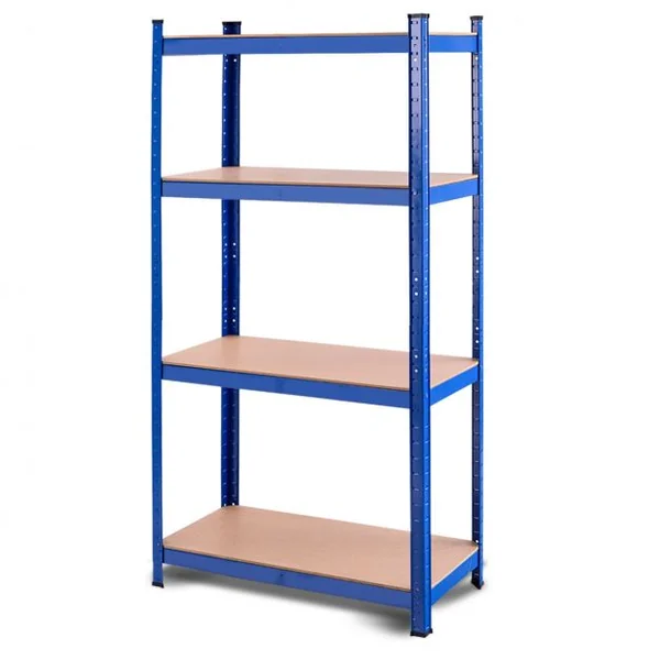 Etagère de Rangement à 4 Niveaux Stockage Rayonnage d’Atelier en Acier et MDF Capacité 520 kg 40x80x160cm Bleu