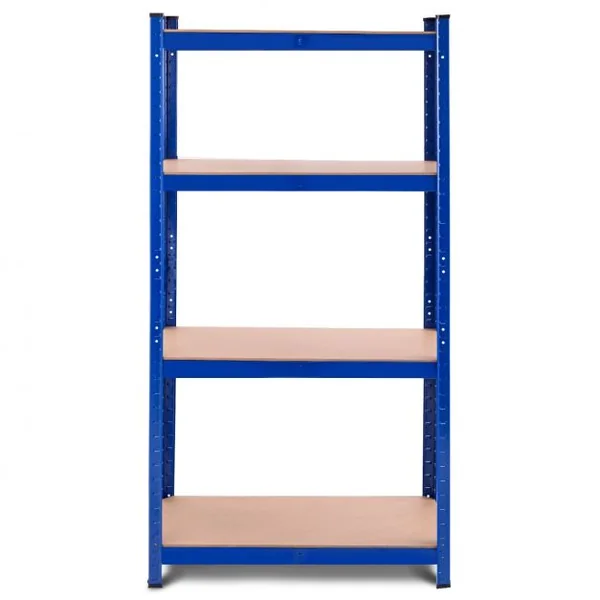 Etagère de Rangement à 4 Niveaux Stockage Rayonnage d’Atelier en Acier et MDF Capacité 520 kg 40x80x160cm Bleu
