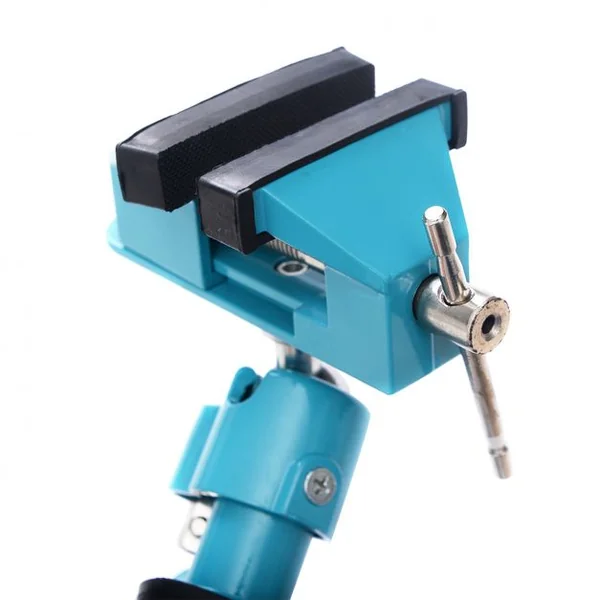 Etau d’Etabli Multi-angle en Alliage d’Aluminium Pivotante à 360° avec Mâchoire Réglable 0-80MM et Ouverture 0-50MM Bleu