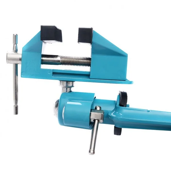 Etau d’Etabli Multi-angle en Alliage d’Aluminium Pivotante à 360° avec Mâchoire Réglable 0-80MM et Ouverture 0-50MM Bleu