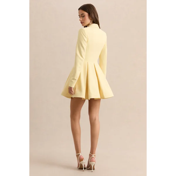 Etherea | Mini-robe patineuse citron à décolleté plongeant