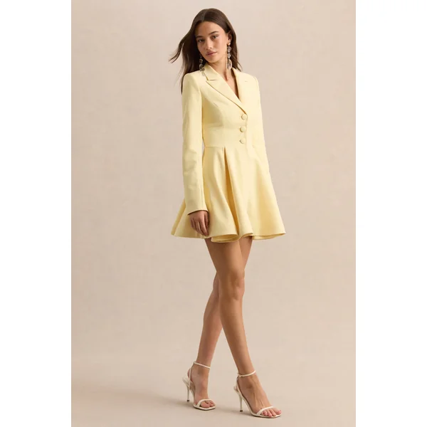 Etherea | Mini-robe patineuse citron à décolleté plongeant