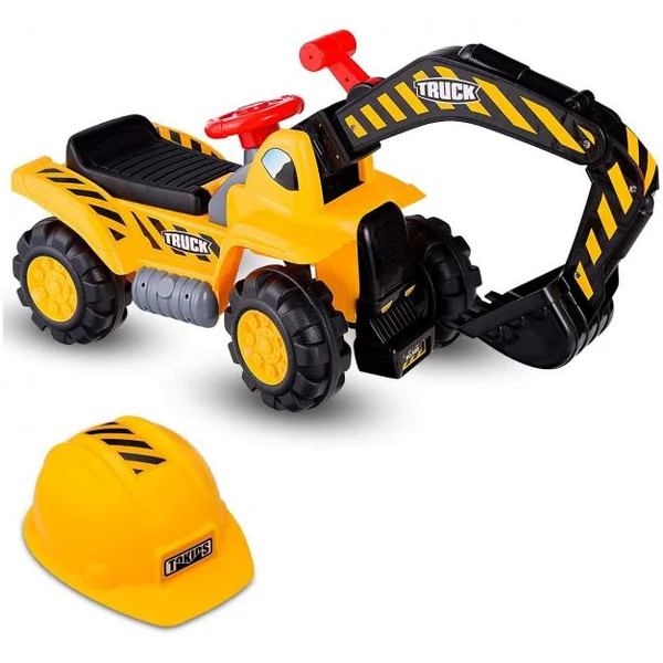 Excavatrice Tracteur Jouet pour Enfant Porteur de Quatre Pneus Vocal avec Casque de Sécurité