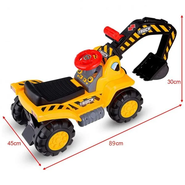 Excavatrice Tracteur Jouet pour Enfant Porteur de Quatre Pneus Vocal avec Casque de Sécurité