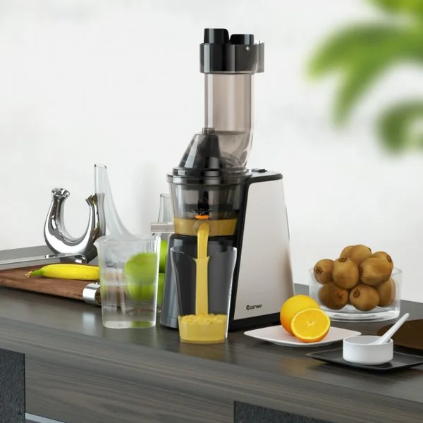 Extracteur de Jus 150w avec Accessoires Centrifugeuse Fruits Légumes en Acier Inoxydable Pc 27x185x52cm Blanc Noir